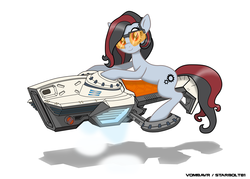 Size: 5000x3571 | Tagged: safe, artist:starbolt-81, artist:vombavr, oc, oc only, pony, absurd resolution, hoverbike, solo