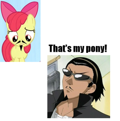 Size: 763x768 | Tagged: safe, apple bloom, g4, beard, harima kenji, moustache, school rumble