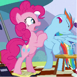 Size: 888x888 | Tagged: safe, screencap, pinkie pie, rainbow dash, rarity, g4, wonderbolts academy, animated, female, out of context