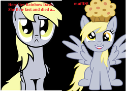 Size: 1496x1072 | Tagged: safe, derpy hooves, pegasus, pony, g4, female, madd manor, mare, muffin, palindrome get, underp