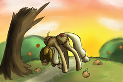 Size: 800x533 | Tagged: safe, artist:hrithebridd, artist:hyhtgifa, applejack, g4, apple, tree