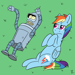 Size: 1600x1600 | Tagged: safe, rainbow dash, g4, bender bending rodríguez, crossover, futurama, male