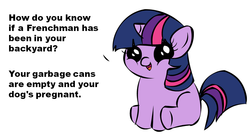 Size: 1075x597 | Tagged: safe, twilight sparkle, pony, unicorn, g4, stand by me, female, filly, filly twilight telling an offensive joke, foal, meme, reference, sitting