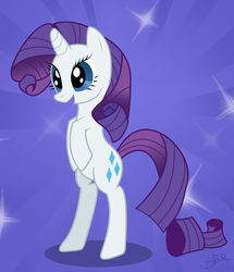 Size: 2500x2913 | Tagged: safe, artist:sandra626, rarity, pony, unicorn, g4, bipedal, female, open mouth, shadow, smiling, solo, sparkles