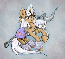 Size: 714x651 | Tagged: safe, artist:junkyardgypsy, atlantis, atlantis: the lost empire, crossover, crystal pendant, disney, kida, necklace, ponified, spear