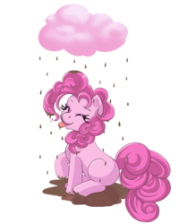 Size: 1000x1248 | Tagged: safe, artist:cielaart, pinkie pie, earth pony, pony, g4, the return of harmony, chocolate, chocolate milk, chocolate rain, cloud, cotton candy, cotton candy cloud, cute, diapinkes, female, food, milk, simple background, solo, transparent background