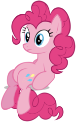 Size: 567x923 | Tagged: safe, artist:mrthumbsup, pinkie pie, earth pony, pony, g4, female, fudge pudge, meme, simple background, sitting, sitting lyra, solo, transparent background, vector