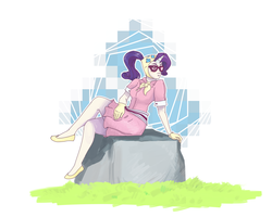 Size: 1000x800 | Tagged: safe, artist:master-fighter, artist:xieril, rarity, human, g4, my little pony: friendship is magic, sleepless in ponyville, camping outfit, glasses, horn, horned humanization, humanized, solo