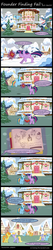 Size: 1400x6650 | Tagged: safe, artist:evil-dec0y, carrot top, chancellor puddinghead, cloud kicker, clover the clever, commander hurricane, derpy hooves, golden harvest, linky, princess platinum, private pansy, rainbow dash, shoeshine, smart cookie, twilight sparkle, earth pony, pegasus, pony, unicorn, g4, comic, female, hearth's warming eve, mare, mouth hold, snow, snowfall, spanish, tied up, translation