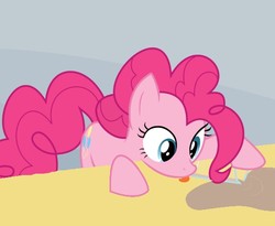 Size: 575x471 | Tagged: safe, artist:furseiseki, pinkie pie, earth pony, pony, g4, chocolate milk, exploitable meme, female, licking, meme, pure unfiltered evil, pure unfiltered good, solo, spill, spilled milk