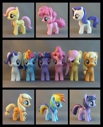 Size: 1000x1234 | Tagged: safe, artist:krowzivitch, applejack, fluttershy, pinkie pie, rainbow dash, rarity, twilight sparkle, g4, customized toy, filly, irl, mane six, photo, sculpture