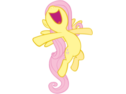 Size: 1600x1200 | Tagged: safe, fluttershy, pegasus, pony, g4, belly, female, flying, mare, not a vector, open mouth, simple background, smiling, solo, spread hooves, spread wings, transparent background, wings