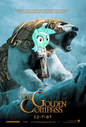 Size: 510x755 | Tagged: safe, edit, lyra heartstrings, bear, human, polar bear, g4, armor, his dark materials saga, iofur raknison, irrational exuberance, lyra belacqua, movie poster, namesake, panserbjørne, photo, the golden compass