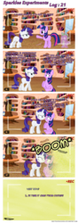 Size: 720x2040 | Tagged: safe, artist:navitaserussirus, rarity, spike, twilight sparkle, g4, blank flank, comic, science, sparkles experiments