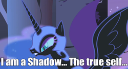 Size: 635x346 | Tagged: safe, edit, edited screencap, screencap, nightmare moon, alicorn, pony, friendship is magic, g4, castle of the royal pony sisters, female, image macro, mare, persona, persona 4, shadow, solo