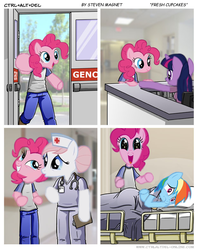 Size: 625x790 | Tagged: safe, artist:tim buckley, edit, nurse redheart, pinkie pie, rainbow dash, twilight sparkle, g4, comic, ctrl+alt+del, implied cannibalism, loss (meme)