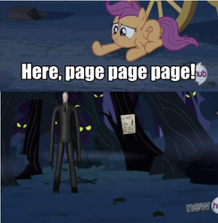 Size: 454x465 | Tagged: safe, edit, edited screencap, screencap, scootaloo, g4, my little pony: friendship is magic, sleepless in ponyville, cropped, slenderman