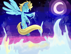 Size: 1200x900 | Tagged: safe, artist:liightningdust, lightning dust, pegasus, pony, g4, my little pony: friendship is magic, wonderbolts academy, female, flying, mare, solo, water