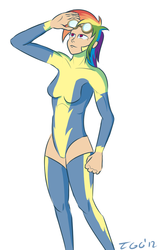 Size: 679x1072 | Tagged: safe, artist:tggeko, rainbow dash, human, g4, humanized, leotard, wonderbolt leotard, wonderbolt trainee uniform, wonderbolts