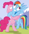 Size: 214x246 | Tagged: safe, pinkie pie, rainbow dash, g4, my little pony: friendship is magic, wonderbolts academy, butt, hug, inverted mouth, plot