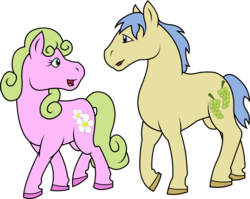 Size: 963x765 | Tagged: safe, artist:philosophypony, daisy, flower wishes, goldengrape, sir colton vines iii, earth pony, pony, g4, daisygrape, female, male, shipping, simple background, stallion, straight, transparent background