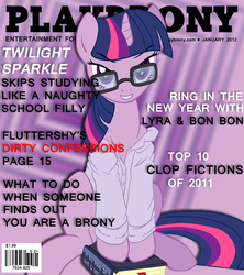 Size: 550x620 | Tagged: safe, twilight sparkle, g4, all caps, book, clothes, english, glasses, playbrony, sitting, text