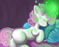 Size: 1250x1000 | Tagged: safe, artist:dread555, sweetie belle, g4, magic, sleeping