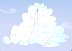 Size: 420x300 | Tagged: safe, screencap, rainbow dash, g4, wonderbolts academy, cloud, cloud sculpting, cold opening, cropped