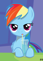 Size: 1785x2526 | Tagged: safe, artist:varijani, rainbow dash, pegasus, pony, g4, drinking, female, mare, sipping, soda, solo, straw