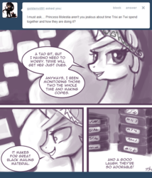 Size: 600x701 | Tagged: safe, artist:johnjoseco, princess celestia, alicorn, pony, ask princess molestia, g4, ask, comic, hidden camera, monitor, tumblr, voyeurism