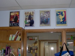 Size: 1280x960 | Tagged: safe, twilight sparkle, g4, hope poster, library, photo, poster, propaganda, read, shepard fairey