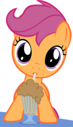 Size: 450x775 | Tagged: safe, artist:rhubarb-leaf, scootaloo, pony, g4, one bad apple, :o, cute, cutealoo, drinking, head tilt, looking at you, milkshake, simple background, transparent background, vector