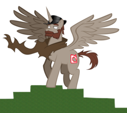 Size: 3311x2942 | Tagged: safe, artist:iomma, alicorn, pony, hat, male, minecraft, mojang, notch, ponified, simple background, solo, top hat, transparent background