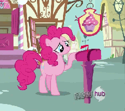 Size: 402x360 | Tagged: safe, edit, edited screencap, screencap, pinkie pie, earth pony, pony, g4, wonderbolts academy, animated, f5, female, mailbox, mare, open mouth, open smile, reaction image, reset, sad, smiling