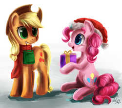 Size: 1020x907 | Tagged: dead source, safe, artist:hungrychickens, applejack, pinkie pie, g4