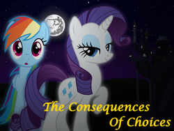 Size: 1000x750 | Tagged: safe, artist:jokie155, rainbow dash, rarity, g4, black background, cover, fanfic, female, lesbian, ship:raridash, shipping, simple background, vector