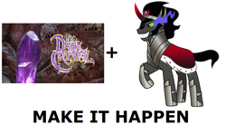 Size: 1337x796 | Tagged: safe, king sombra, g4, all caps, exploitable meme, make it happen, meme, meta, text, the dark crystal