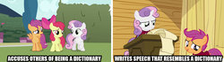 Size: 1209x338 | Tagged: safe, apple bloom, scootaloo, sweetie belle, g4, image macro