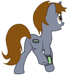 Size: 4394x4848 | Tagged: safe, artist:slowlearner46, oc, oc only, oc:littlepip, pony, unicorn, fallout equestria, g4, absurd resolution, butt, fallout, fanfic, fanfic art, female, mare, pipbuck, plot, raised leg, show accurate, simple background, solo, transparent background