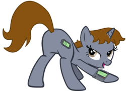 Size: 5863x4247 | Tagged: safe, artist:slowlearner46, oc, oc only, oc:littlepip, pony, unicorn, fallout equestria, g4, absurd resolution, butt, face down ass up, fallout, fanfic, fanfic art, female, hooves, horn, looking at you, looking back, looking back at you, mare, open mouth, pipbuck, plot, show accurate, simple background, solo, transparent background