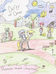 Size: 2496x3248 | Tagged: safe, artist:justanotherfan4, derpy hooves, lyra heartstrings, cat, pegasus, pony, g4, ? block, an untitled story, cat planet, chargin' chuck, demo, female, kirisame marisa, male, mare, mario, raocow, super mario bros., super star, touhou