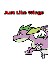 Size: 434x568 | Tagged: safe, artist:tokoshoran, spike, sweetie belle, g4, just like wings, older, wings