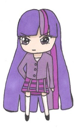 Size: 210x350 | Tagged: safe, artist:kikigabriella7, twilight sparkle, human, g4, chibi, clothes, humanized, skirt