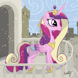 Size: 1280x1280 | Tagged: safe, artist:westy543, princess cadance, alicorn, pony, g4, canterlot, confetti, female, mare, solo