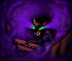 Size: 738x622 | Tagged: safe, artist:mickeymonster, king sombra, umbrum, g4, drool, musical instrument, organ, smoke