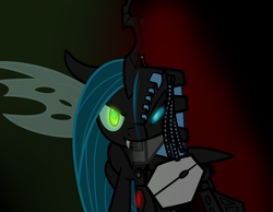 Size: 900x700 | Tagged: safe, artist:terton, queen chrysalis, g4, bionicle, crossover, kathleen barr, lego, roodaka, voice actor joke, web of shadows