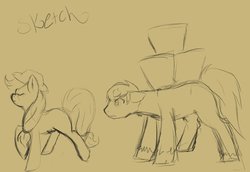 Size: 1076x742 | Tagged: safe, artist:eckatzl, applejack, oc, earth pony, pony, g4, wip