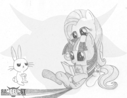 Size: 990x765 | Tagged: dead source, safe, artist:rangelost, angel bunny, fluttershy, twilight sparkle, pony, unicorn, g4, book, female, grayscale, lesbian, lying down, on back, reading, ship:twishy, shipping, unicorn twilight