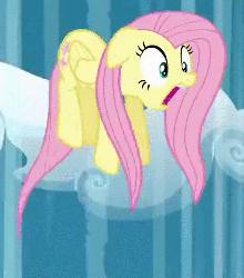 Size: 440x500 | Tagged: safe, screencap, fluttershy, pegasus, pony, g4, season 3, wonderbolts academy, animated, falling, female, mare, reversed, solo