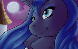 Size: 1920x1200 | Tagged: safe, artist:bronybiscuitbites, princess luna, pony, g4, close-up, female, moon, solo